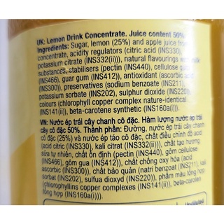[Chai 800ml – CHANH] NƯỚC ÉP CÔ ĐẶC [Malaysia] SUNQUICK Lemon Fruity and Refreshing (halal)
