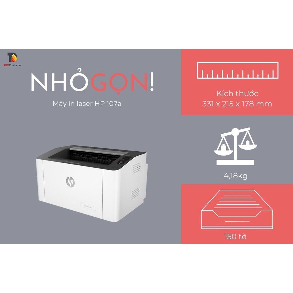 Máy in Laser trắng đen HP 107w  107A  Printer In, Wifi, Trắng Hàng Mới Chính Hãng bảo hành 12 tháng tại HP Việt Nam | BigBuy360 - bigbuy360.vn