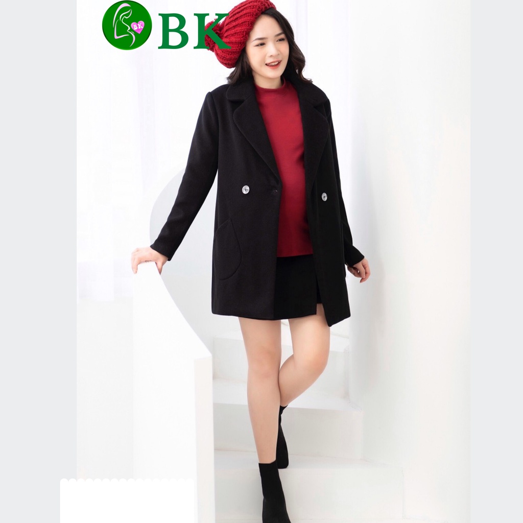 Váy bầu thu đông cao cấp, Đầm bầu đẹp sét gồm Vest ngoài + chân váy giả quần (Không bao gồm áo trong) Bông Hồng Shop