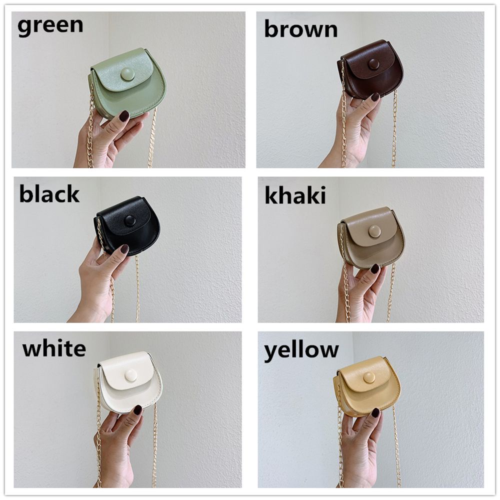 Rúi đeo chéo mini hình yên ngựa màu trơn phối dây xích phong cách Hàn Quốc mới dành cho bạn nữ