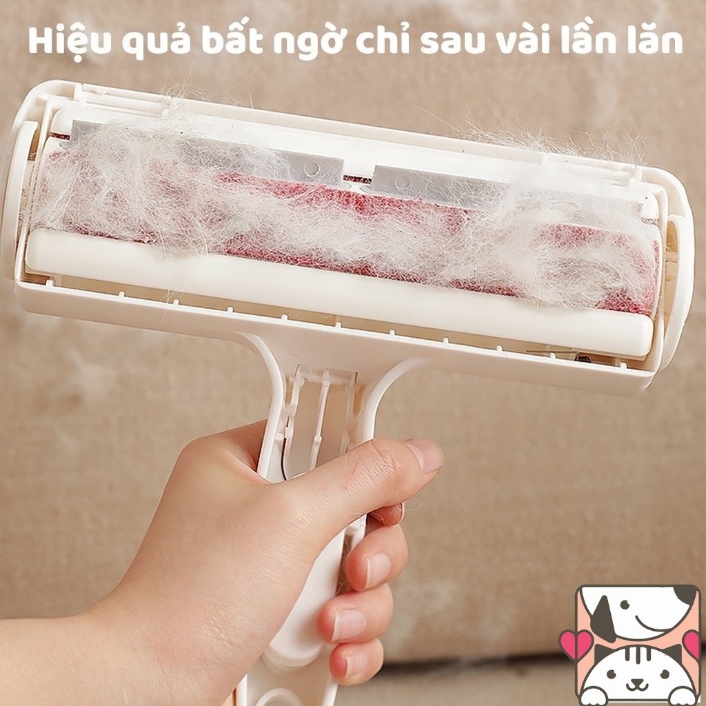 Cây lăn lông tĩnh điện chó mèo - Lăn tĩnh điện hút lông thú cưng làm sạch giường chăn đệm - Đảo Chó Mèo