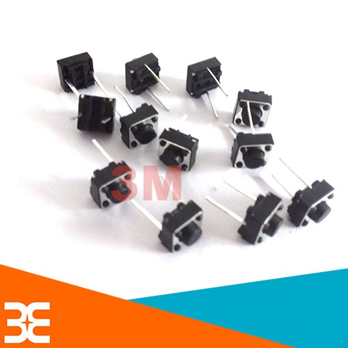 Nút Nhấn 2 Chân Vuông Đen 6x6x5mm ( 1 Nút )