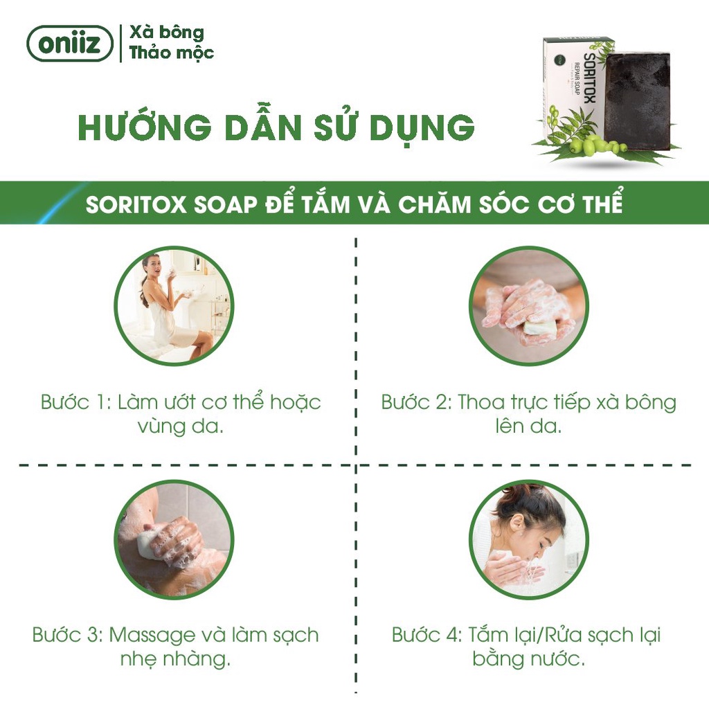 Xà phòng thảo dược Soritox Soap 130GR - Hỗ trợ chăm sóc da, mờ thâm, sạch mụn Handmade