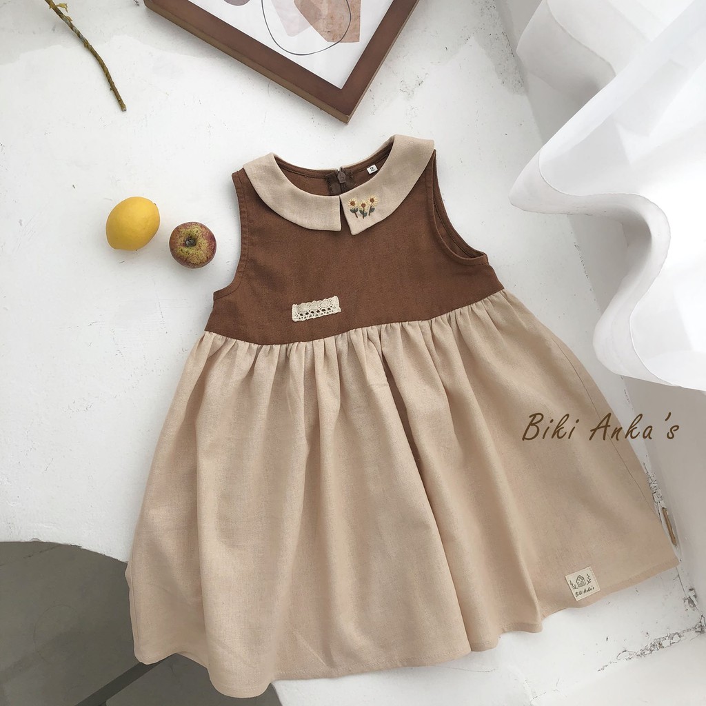 Váy đầm thiết kế cho bé gái BIKI ANKA'S đi chơi handmade vintage Daizy
