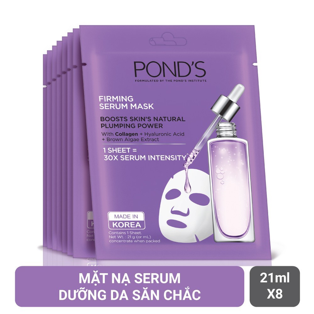 Combo 8 Mặt nạ giấy POND'S tinh chất dưỡng sáng, săn chắc da - Mặt nạ sữa nâng tông Ponds Skin 8x21g