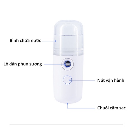 Máy phun sương tạo ẩm nano mini dưỡng da mặt giúp giữ ẩm da, chống lão hoá, làm mát da