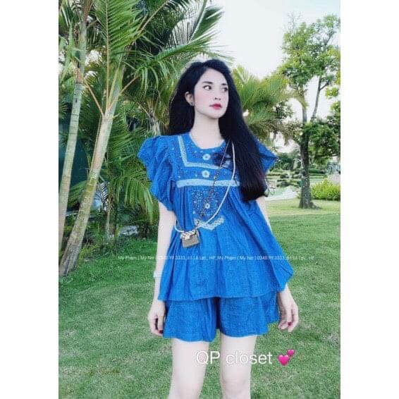 Set bò thêu babydoll cao cấp