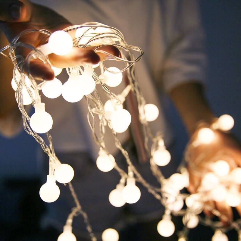 Dây Đèn Led Trang Trí Cherry Ball Dài 3 Mét 20 Bóng Tròn Màu Vàng Nắng