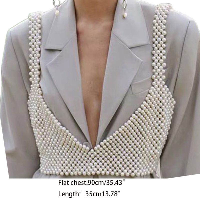 Xiangbao Áo Crop Top Rỗng Đính Hạt Ngọc Trai Giả Gợi Cảm Cho Nữ