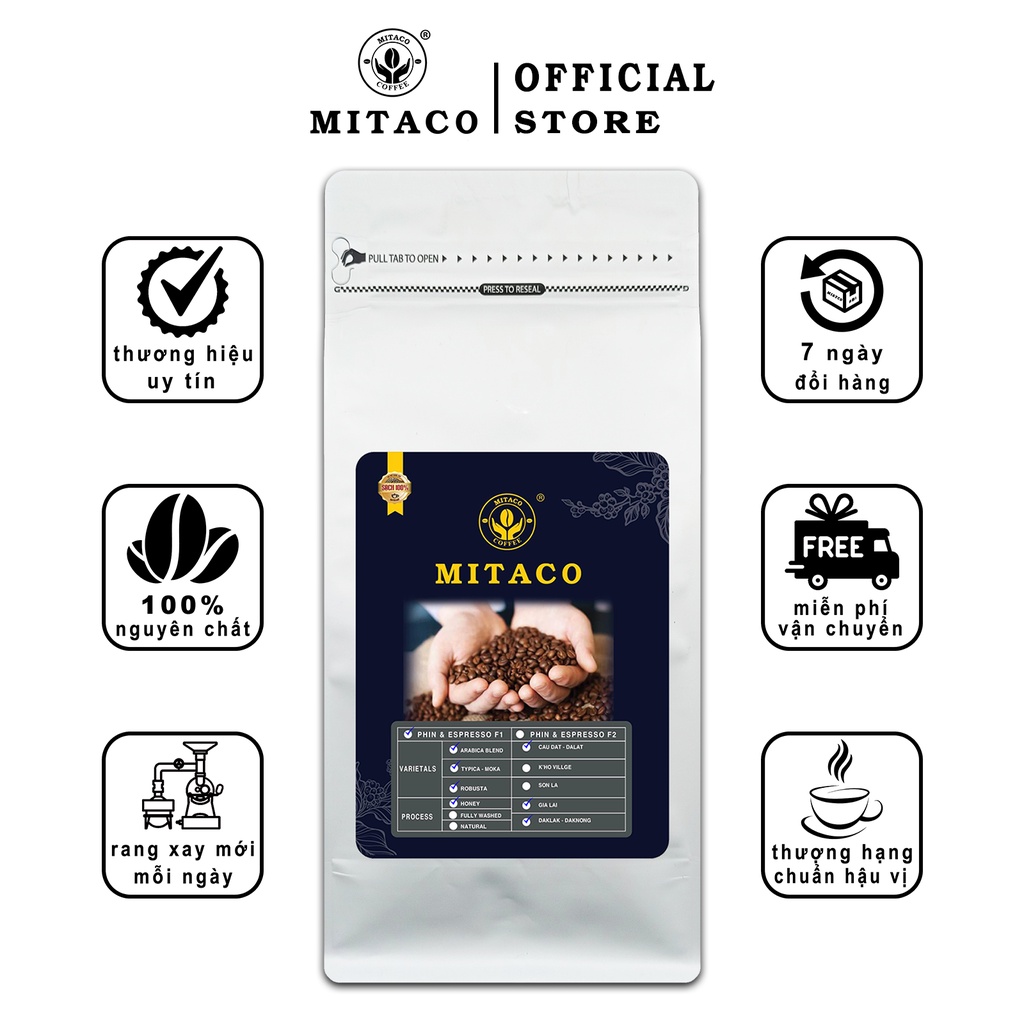 Cà Phê Rang Xay Thượng Hạng F1 MITACO COFFEE (Gói 1kg)