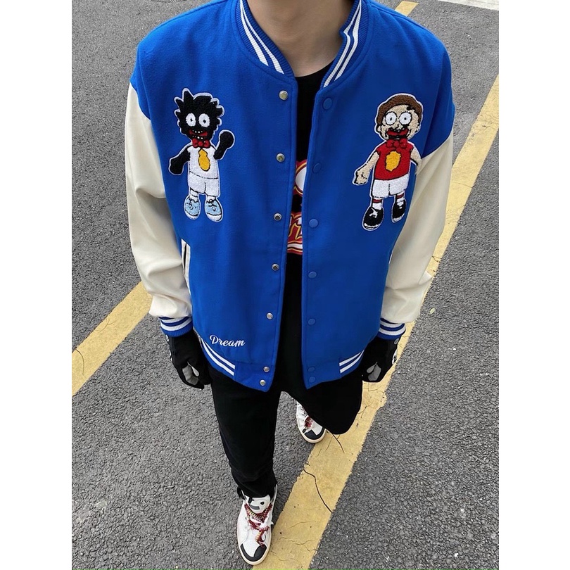 Áo khoác bomber RHSHANHA XƯƠNG Varsity Jacket Red nam Kunshop