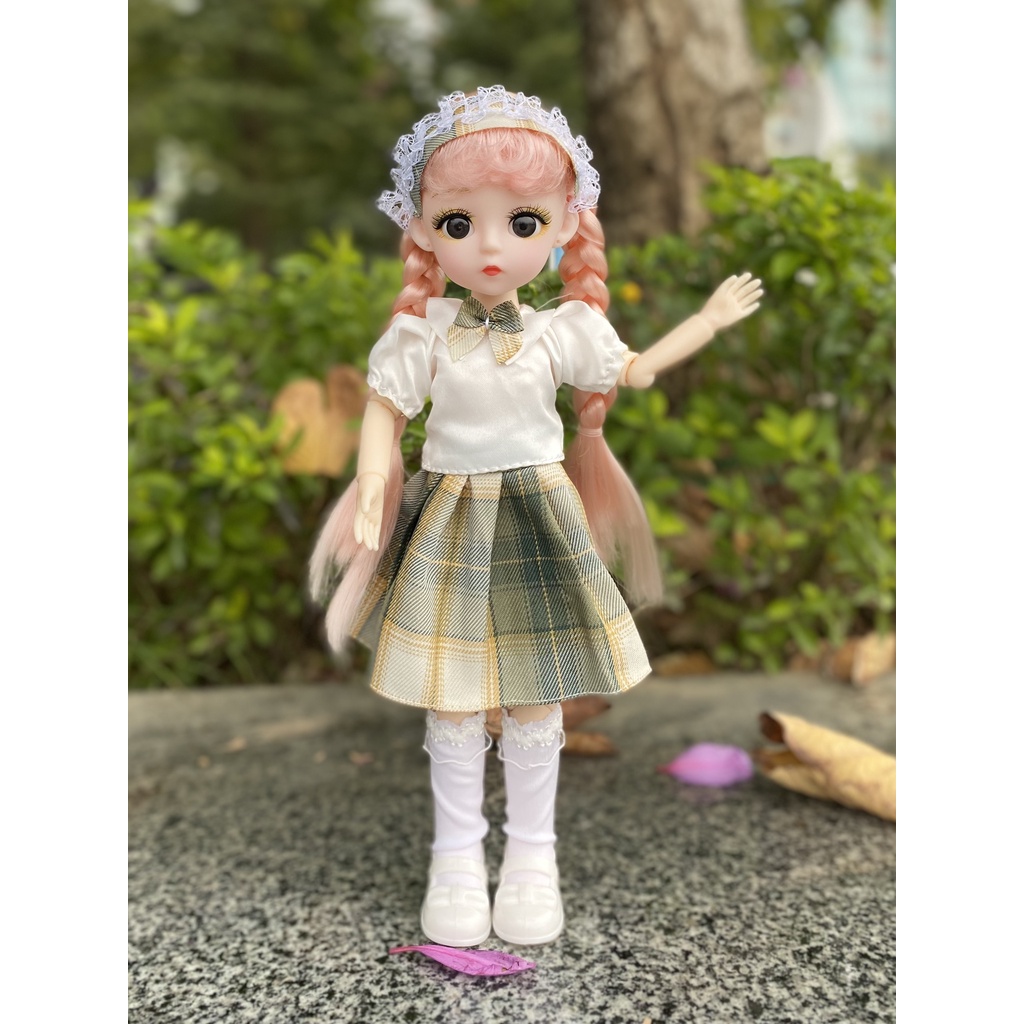 Bộ sưu tập búp bê mắt đá, búp bê trang phục học sinh cực đáng yêu