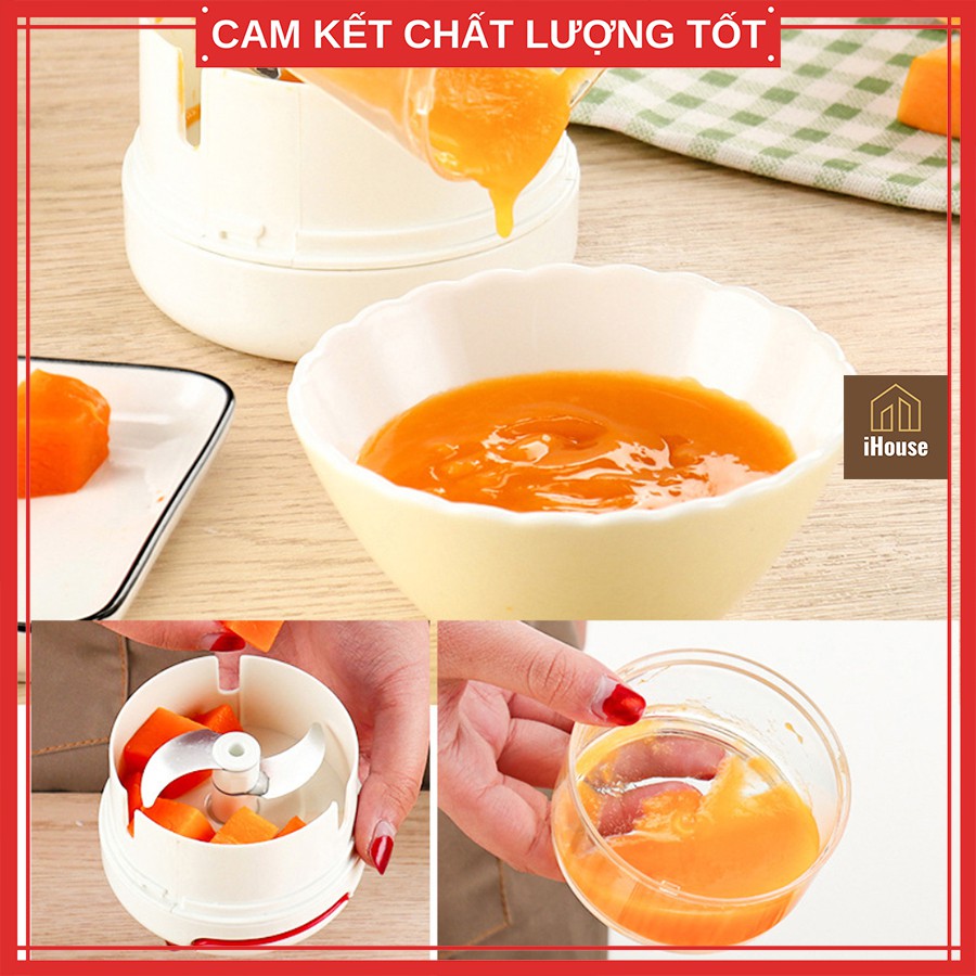 Máy xay tỏi ớt đa năng tiện lợi, Dụng cụ xay ớt tỏi giật bằng tay mini Food Chopper loại tốt iHouse