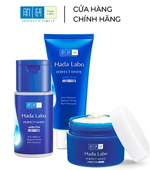 Set dưỡng trắng da Hada Labo Perfect White (Sữa rửa măt 80g + Dung dịch 100ml + Kem 50g)