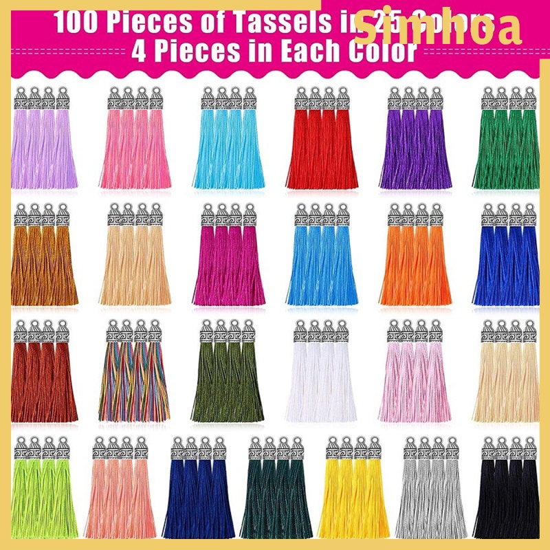 [SIMHOA]100 PCS Bulk Tassel Pendant for DIY Keychain Purse Earrings Making Supplies