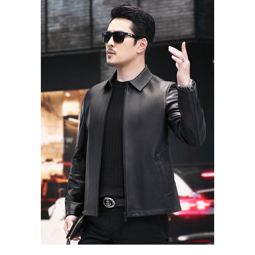 Áo khoác da nam dày chất da mềm cao cấp, form trẻ trung