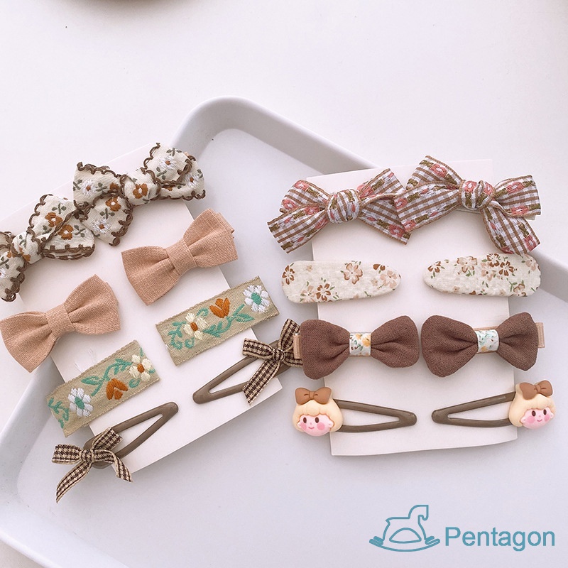Set 8 Kẹp Tóc Nơ Vải Màu Sắc Kẹo Ngọt Phong Cách Hàn Quốc