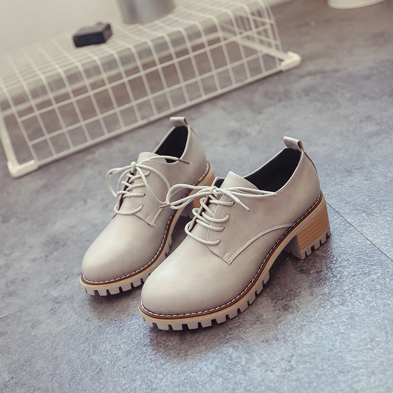 Boots combat/Boots cổ ngắn/Giày nữ, gót thô, thời trang, phong cách học sinh | BigBuy360 - bigbuy360.vn