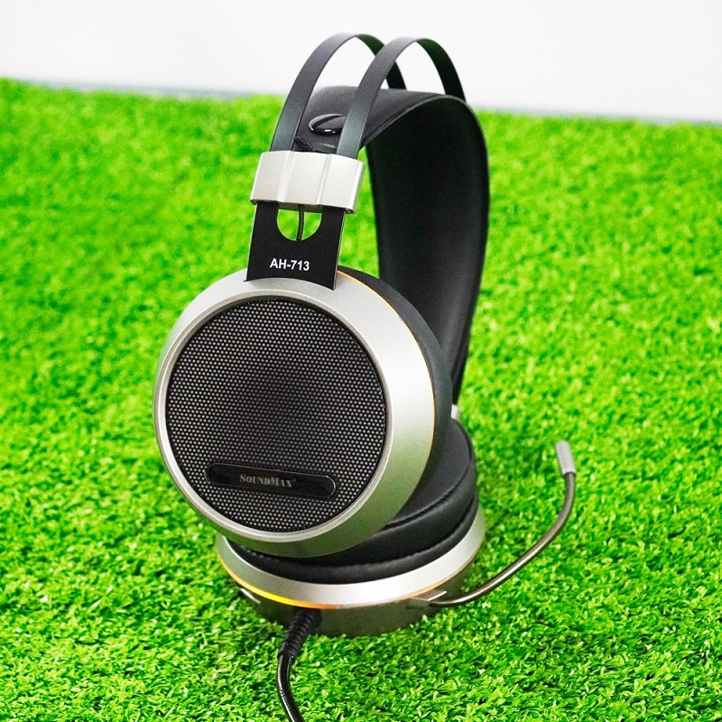 Tai nghe chụp tai jack cắm usb SoundMax AH713 có led dùng cho laptop và máy tính bàn