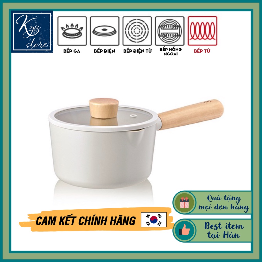 [Hàng chính hãng] Nồi chống dính đáy từ FIKA NEOFLAM làm từ nhôm đúc phủ gốm nồi quánh 16cm có miệng Hàn Quốc (màu trắng ngà)