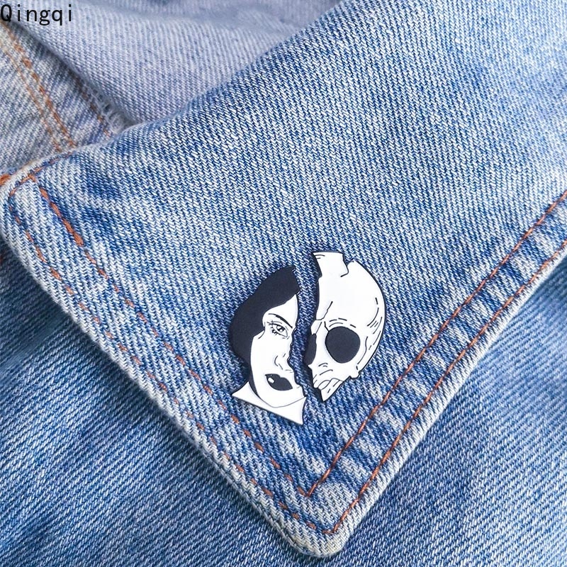 Ghim cài áo MISS ZOE hình bộ xương phong cách gothic cá tính