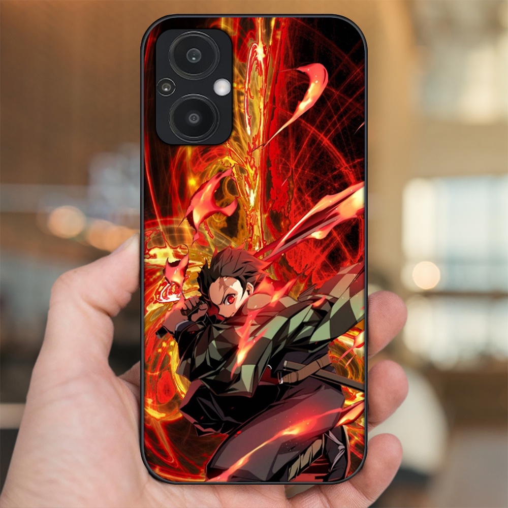 Ốp lưng Oppo Reno 7Z 5G viền đen in hình Tanjiro Kimetsu No Yaiba