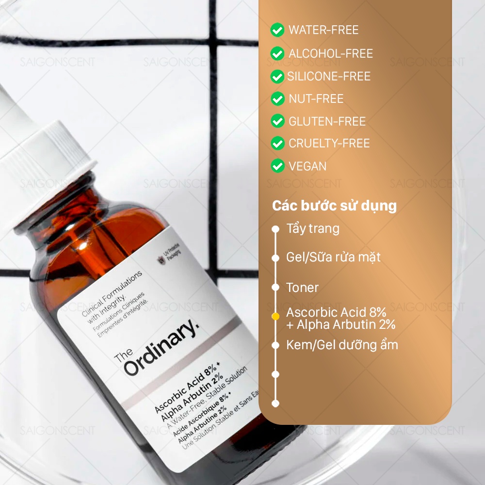 Tinh chất dưỡng trắng sáng The Ordinary Ascorbic Acid 8% + Alpha Arbutin 2% Serum