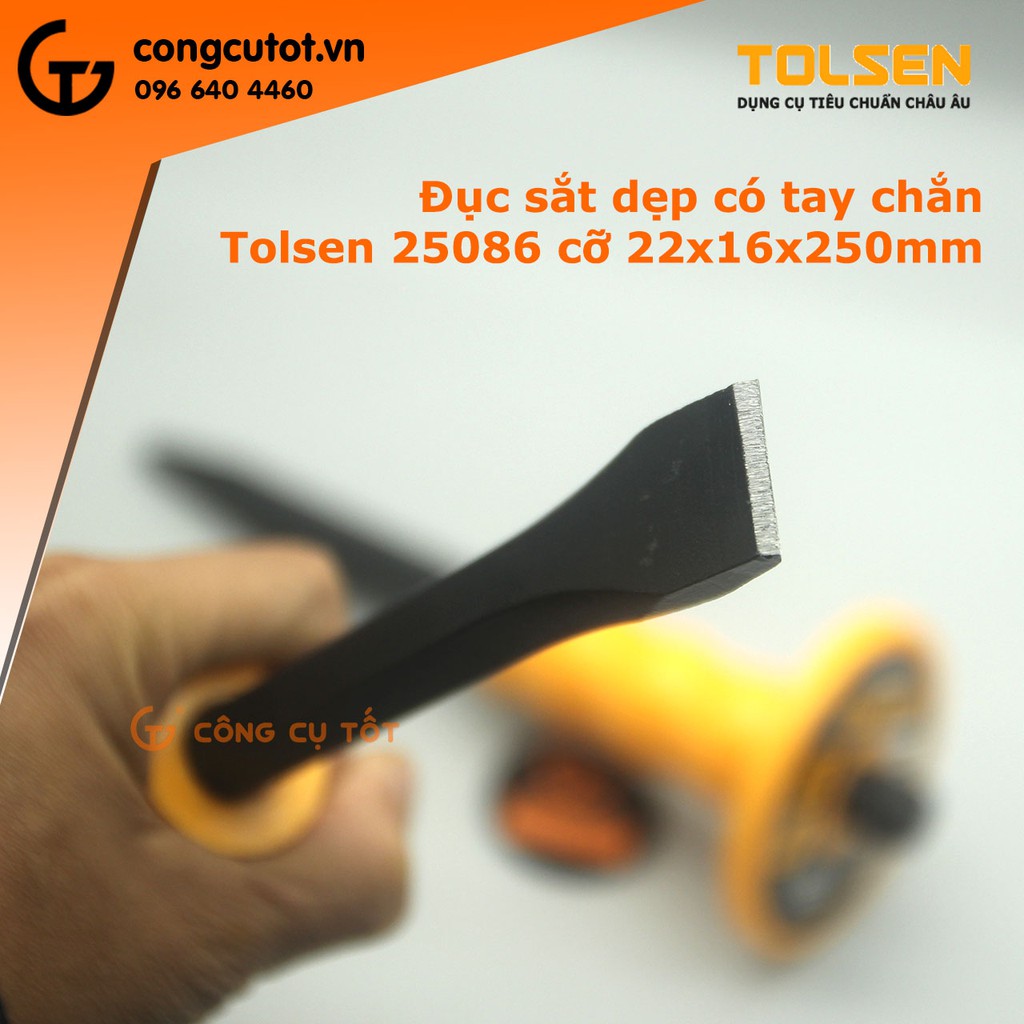 Đục sắt dẹp có tay chắn TOLSEN 25086 cỡ 22x16x250mm