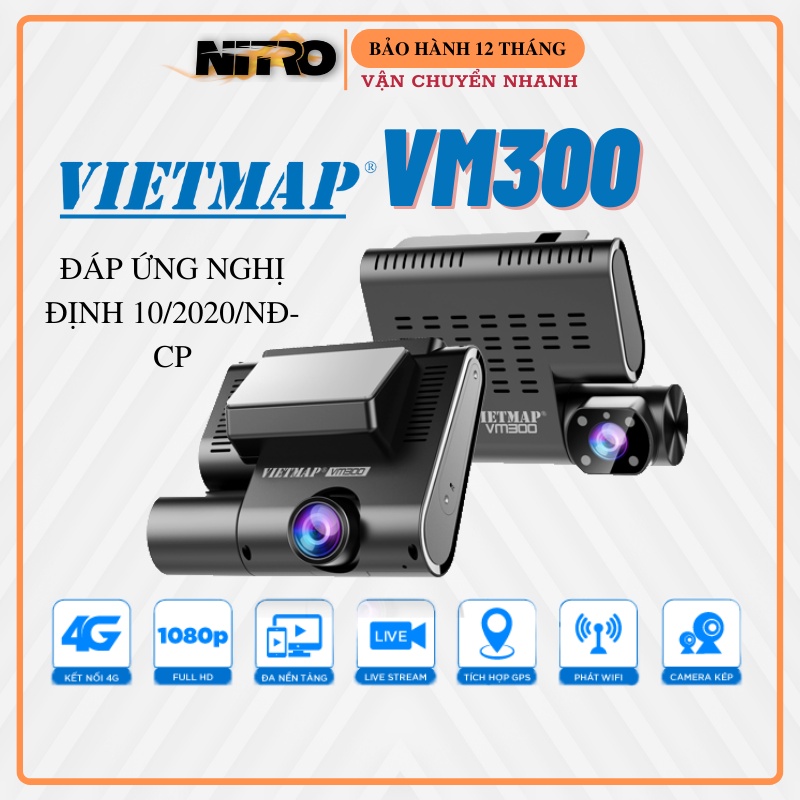 Camera hành trình Vietmap VM300,Camera Giám Sát Hành Trình Trực Tuyến chuẩn NĐ10/2020