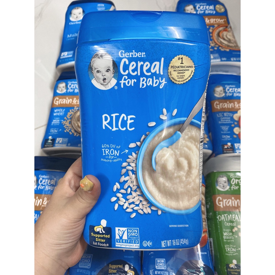 MẪU MỚI 2022 BỘT ĂN DẶM GERBER MỸ NHIỀU VỊ ĐƠN  227GR - 454GR CHO BÉ TỪ 4 THÁNG