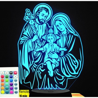Đèn ngủ 3d. Đèn thờ led 16 màu Hình Chúa, Hình thờ tượng Chúa,  khắc hình theo yêu cầu.