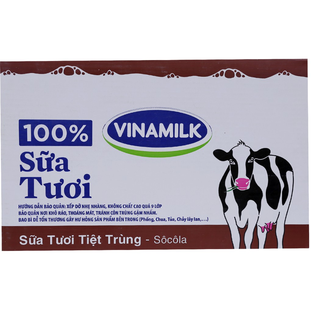 Sữa Vinamilk 100% Sữa Tươi Nguyên Chất Vị Socola Thùng 12 Vỉ - B063