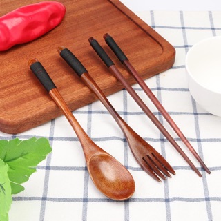 Bộ muỗng nĩa đũa bằng gỗ decor đẹp