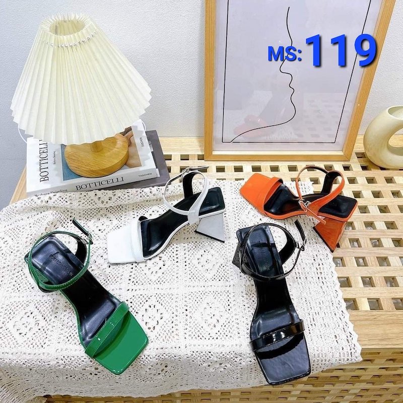 Giày Sandal Cao Gót Nữ 9 Phân Gót Tam Giác Mẫu Mới - MS 119