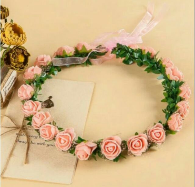 Vòng hoa đội đầu chụp ảnh kỉ yếu loại 10 bông, 20 bông đủ màu