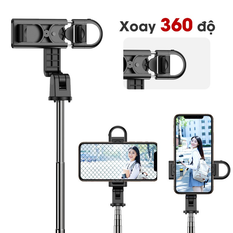 Gậy Chụp Ảnh Tự Sướng Selfie, Tripod K10 Kết Nối Bluetooth (Có Gương) Cao Cấp