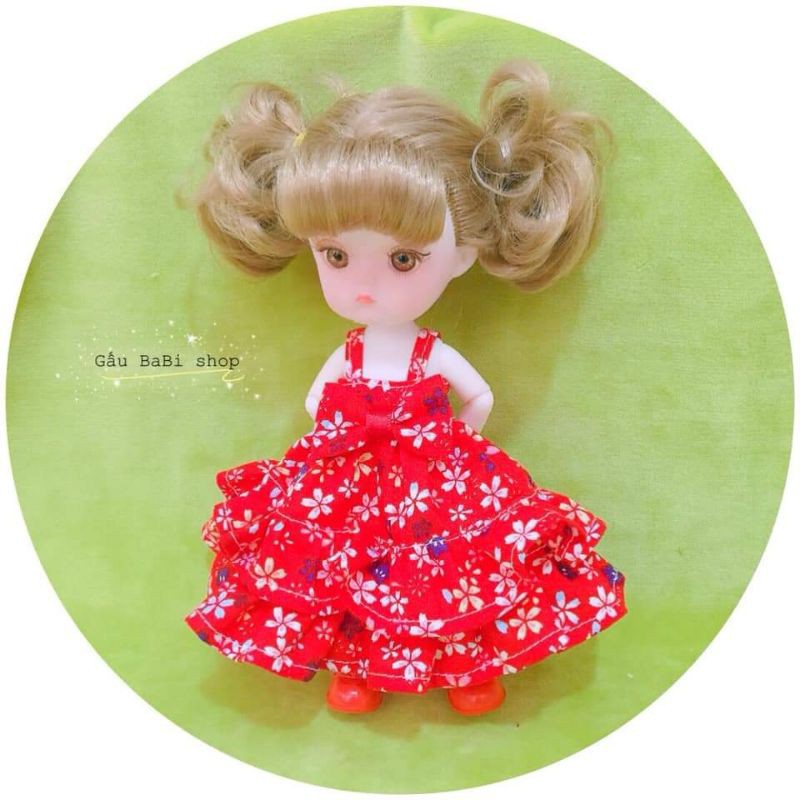 Set đầm tặng cài tóc cho búp bê baboliy, size 1/8, 5inch, ob11, ddf, blythe, animator