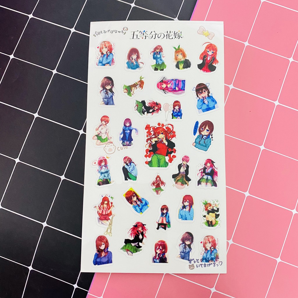 Ảnh dán trong 1 tấm sticker anime chibi dễ thương quà tặng trang trí xinh xắn