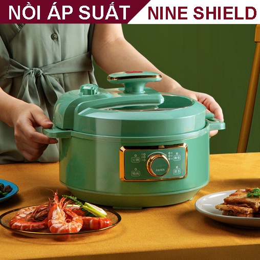 Nồi áp suất điện đa năng Nineshield 4L chính hãng, nấu lẩu, nấu cháo, nấu cơm, ninh xương, chiên xào