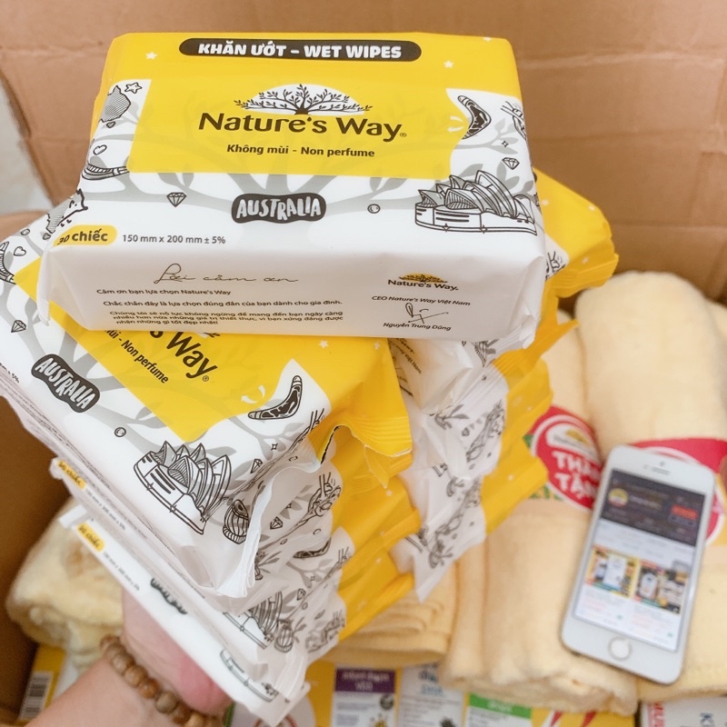 Khăn Giấy Ướt Nature's Way Cao Cấp Không Mùi, An Toàn Cho Da Của Bé