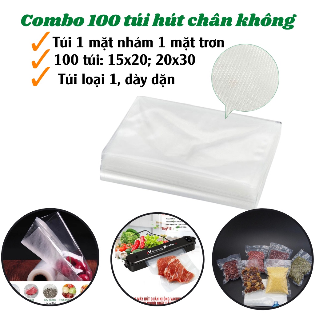 [HC MART SG] Túi hút chân không một mặt nhám Free ship  100 chiếc, chất liệu cao cấp, an toàn sức khỏe {SIÊU SALE}