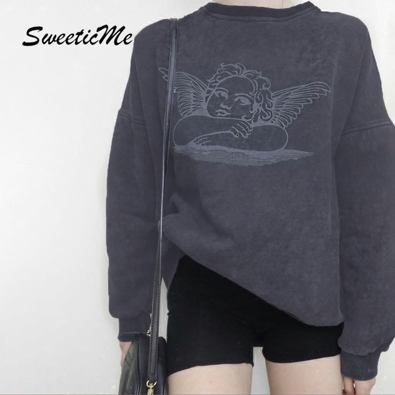 Áo Sweater Cổ Tròn Tay Dài Dáng Ôm In Họa Tiết Thời Trang   Cho Bạn Gái