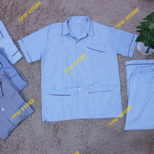 Bộ Pijama Nam Trung Niên - Bộ Ngủ Ông Già (Cộc Tay)