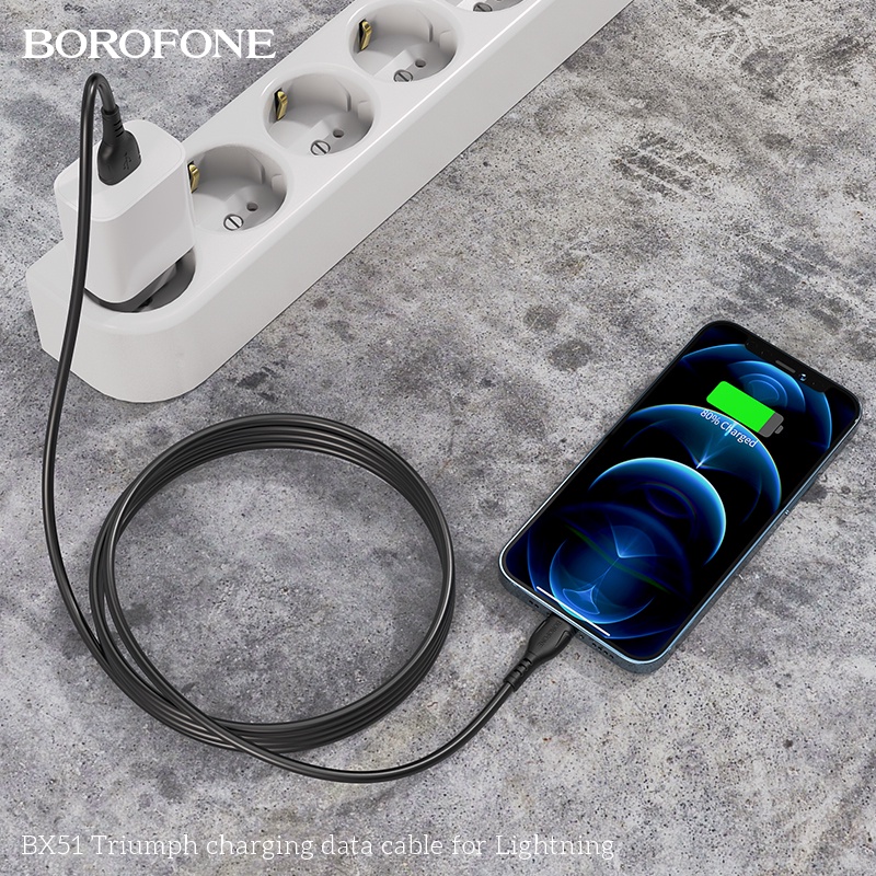 Dây sạc iphone Borofone BX51, Dây cáp sạc chống đứt gãy 2.4A dài 1 mét cho iphone/android