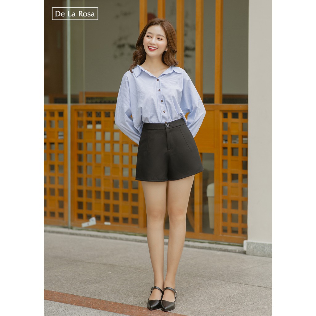 Quần short đùi nữ đen túi sườn thiết kế dạo phố - De La Rosa