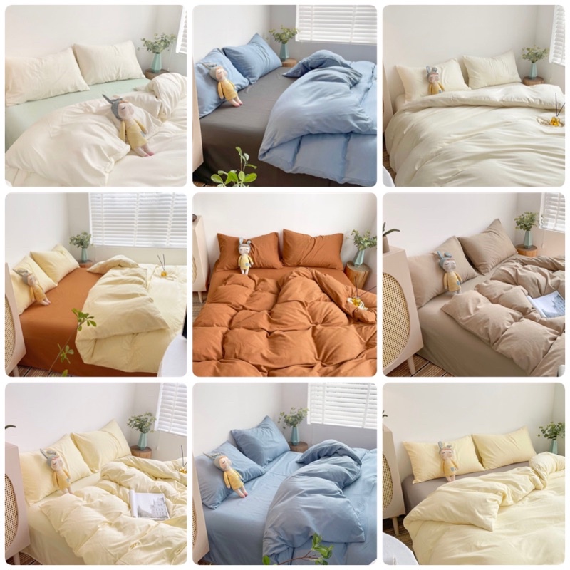 Bộ chăn ga giường TC notag 2022, set 4 món cotton tici đủ size free bo chun MỚI