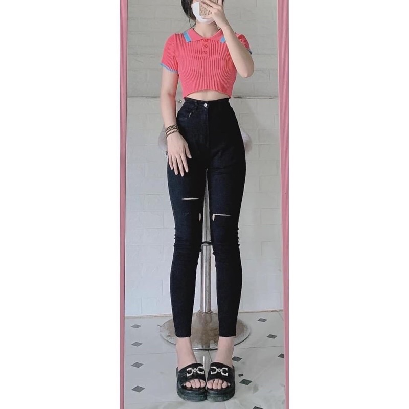Quần Dài Jeans Loang bigsize Rách Lưng Cao Màu Xám - Xanh - Đen Quần Bigsize Cạp Cao Form Ôm 60kg-98kg