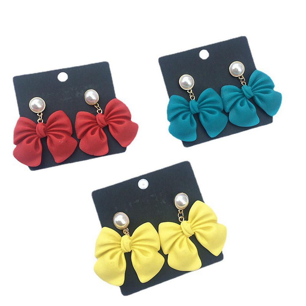 Bông Tai Hình Nơ Cỡ Lớn Bằng Nhựa Resin Thời Trang