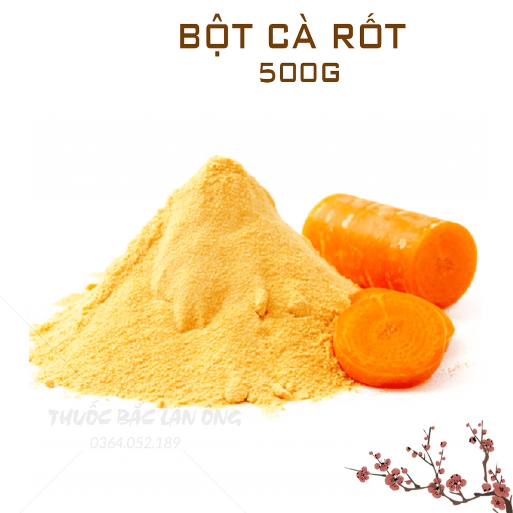 Bột cà rốt sấy lạnh nguyên chất 500g (Nguyên liệu tạo màu món ăn, bổ sung vitamin A)