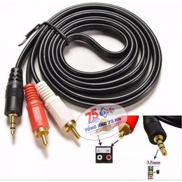 Combo 05 Dây loa 1 đầu 3.5mm đưa ra 2 cổng RCA AV bông sen 1.5m